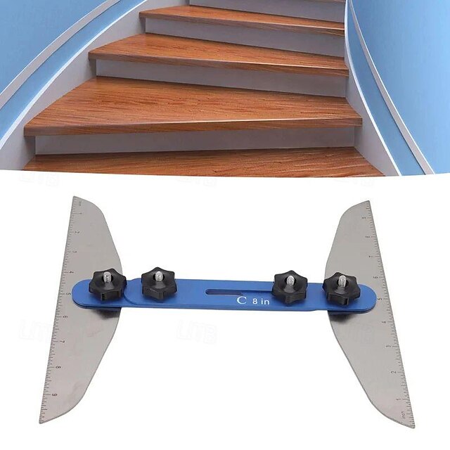 Stair Treads Gauge Template Tool,Stair Jig, Aluminum Alloy Stair Measuring Tool,Adjustable Measurement Tool, Shelf Scribe Layout Tool for Stairs,Risers,Shelf and Cutting Drywall