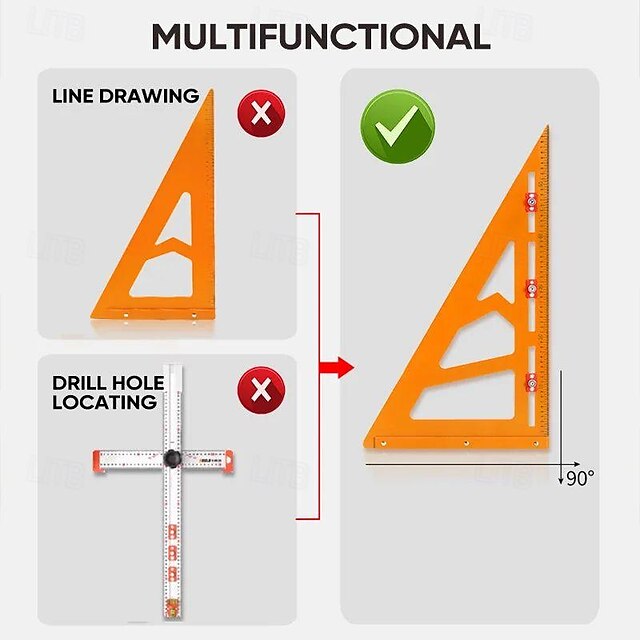 2-in-1 Rafter Square,Creative Punching Positioning Triangle Ruler,Adjustable Multifunction Positioning Angle Ruler Suitable for Carpenter,Home