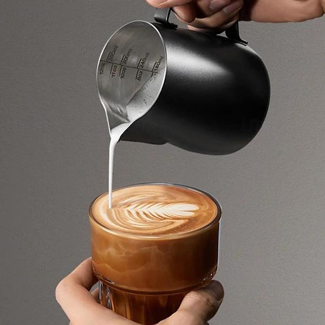 Milk Frothing Jug, 350/600 ml Espresso Steamer Jug, Stainless Steel Coffee Cappuccino Latte Art Barista Steamer Pot Milk Steamer