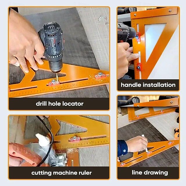2-in-1 Rafter Square,Creative Punching Positioning Triangle Ruler,Adjustable Multifunction Positioning Angle Ruler Suitable for Carpenter,Home
