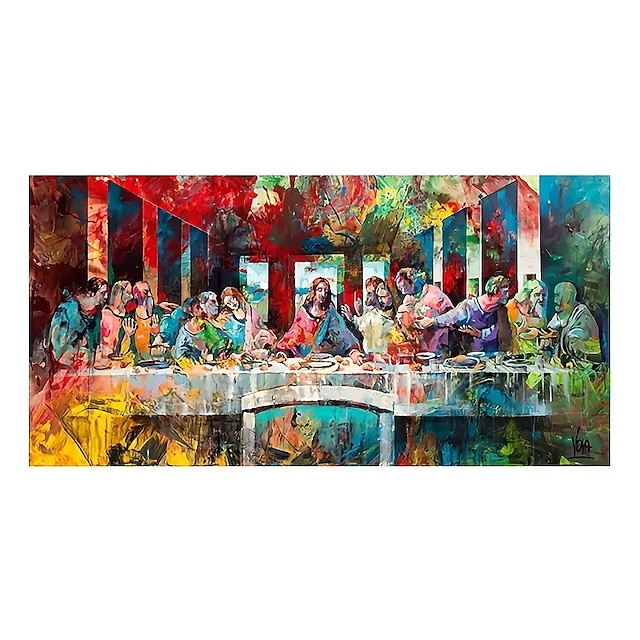 1pc Modern Artistic Graffiti Painting of 'The Last Supper' - Home Decor Wall Art for Corridor Porch or Any Room
