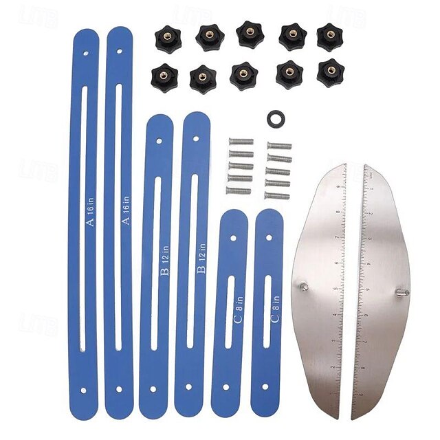Stair Treads Gauge Template Tool,Stair Jig, Aluminum Alloy Stair Measuring Tool,Adjustable Measurement Tool, Shelf Scribe Layout Tool for Stairs,Risers,Shelf and Cutting Drywall