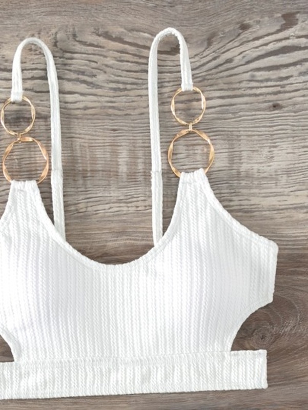 Plain Ring Linked Bikini Swimsuit