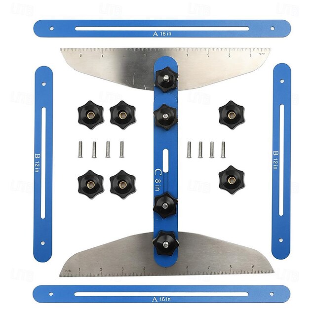 Stair Treads Gauge Template Tool,Stair Jig, Aluminum Alloy Stair Measuring Tool,Adjustable Measurement Tool, Shelf Scribe Layout Tool for Stairs,Risers,Shelf and Cutting Drywall